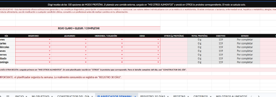 Planificador semanal real